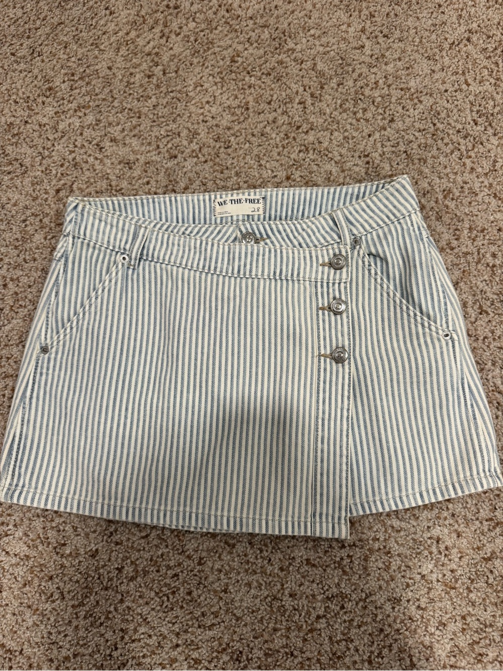 Free People/We The Free Blue Striped Denim Mini Skirt